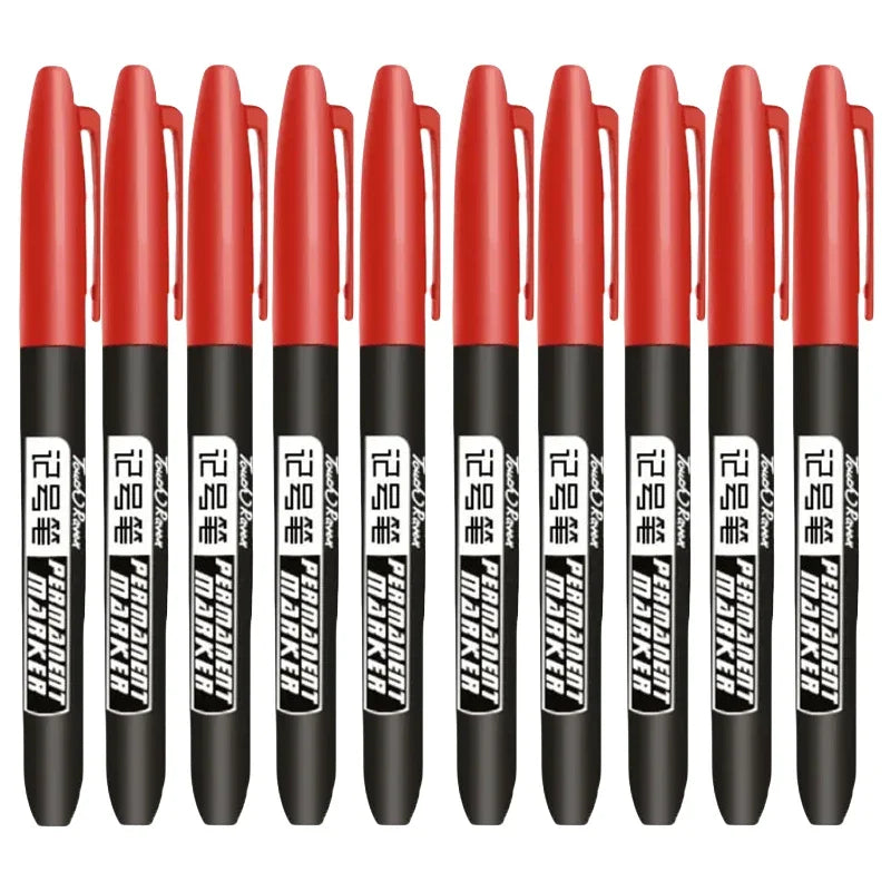 6 PCS Permanent Marker Pen Manga Drawing Markers Black Blue Red Waterproof Ink Sketch Pens Stationery Art School Supplies