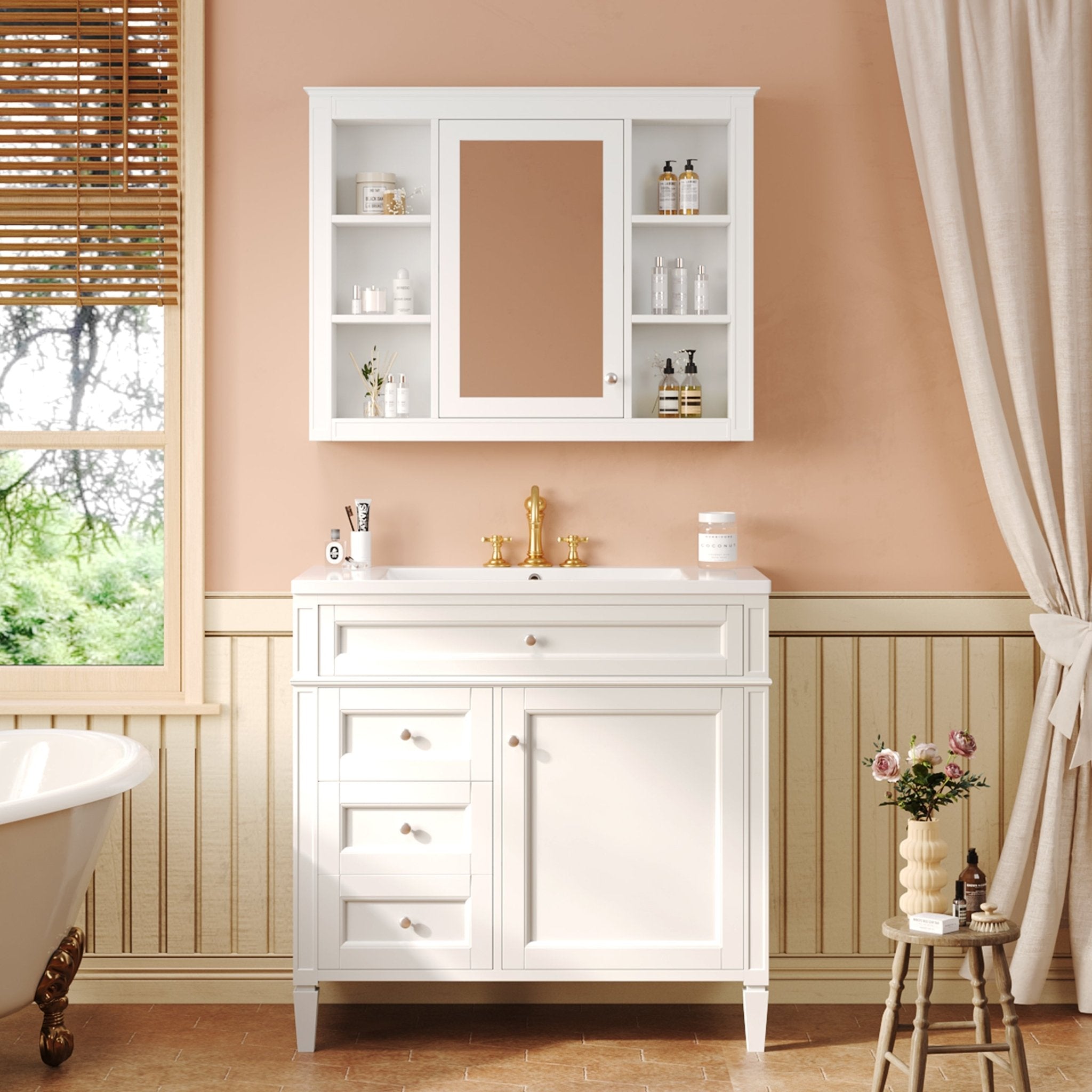 36'' Bathroom Vanity with Medicine Cabinet, Modern Bathroom Storage - Boxed In