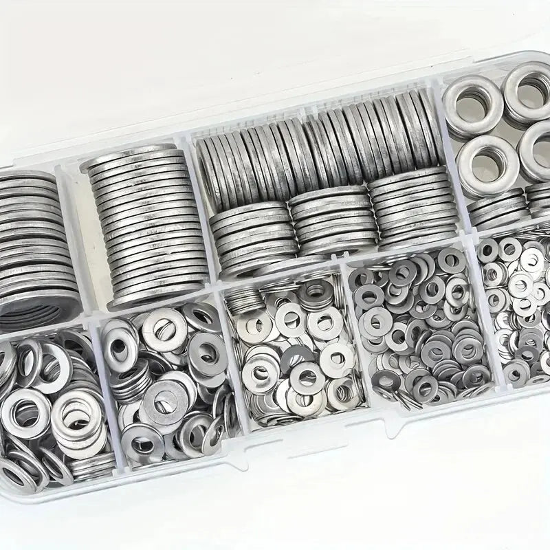 360/580pcs 304 Stainless Steel Flat Washers Set, Perfect For Home Decor, Factory Repair, Kitchens, Shops & More - Boxed In