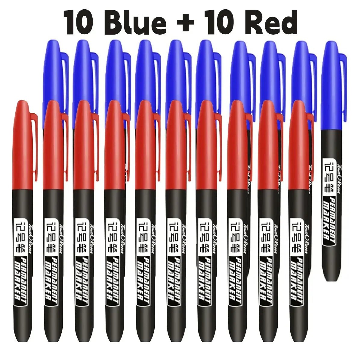 6 - 20PCs/Set PermanentMarker Pen Fine Point Waterproof Markers Thin Nib Crude Nib Black Blue Red Ink 1.5mm Fine Color Marker Pens - Boxed In