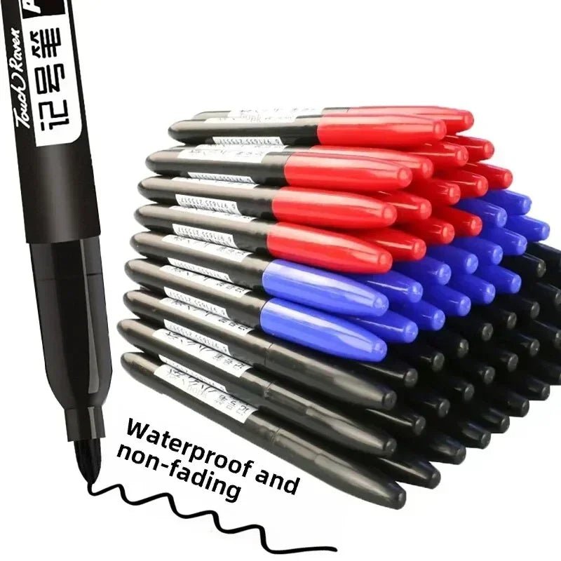 6 - 20PCs/Set PermanentMarker Pen Fine Point Waterproof Markers Thin Nib Crude Nib Black Blue Red Ink 1.5mm Fine Color Marker Pens - Boxed In