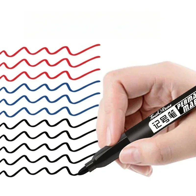 6 - 20PCs/Set PermanentMarker Pen Fine Point Waterproof Markers Thin Nib Crude Nib Black Blue Red Ink 1.5mm Fine Color Marker Pens - Boxed In