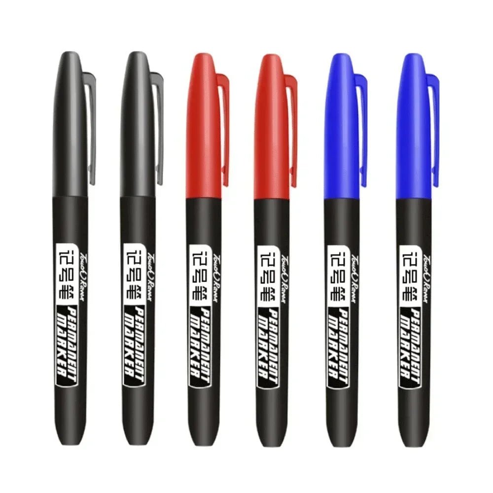 6 - 20PCs/Set PermanentMarker Pen Fine Point Waterproof Markers Thin Nib Crude Nib Black Blue Red Ink 1.5mm Fine Color Marker Pens - Boxed In