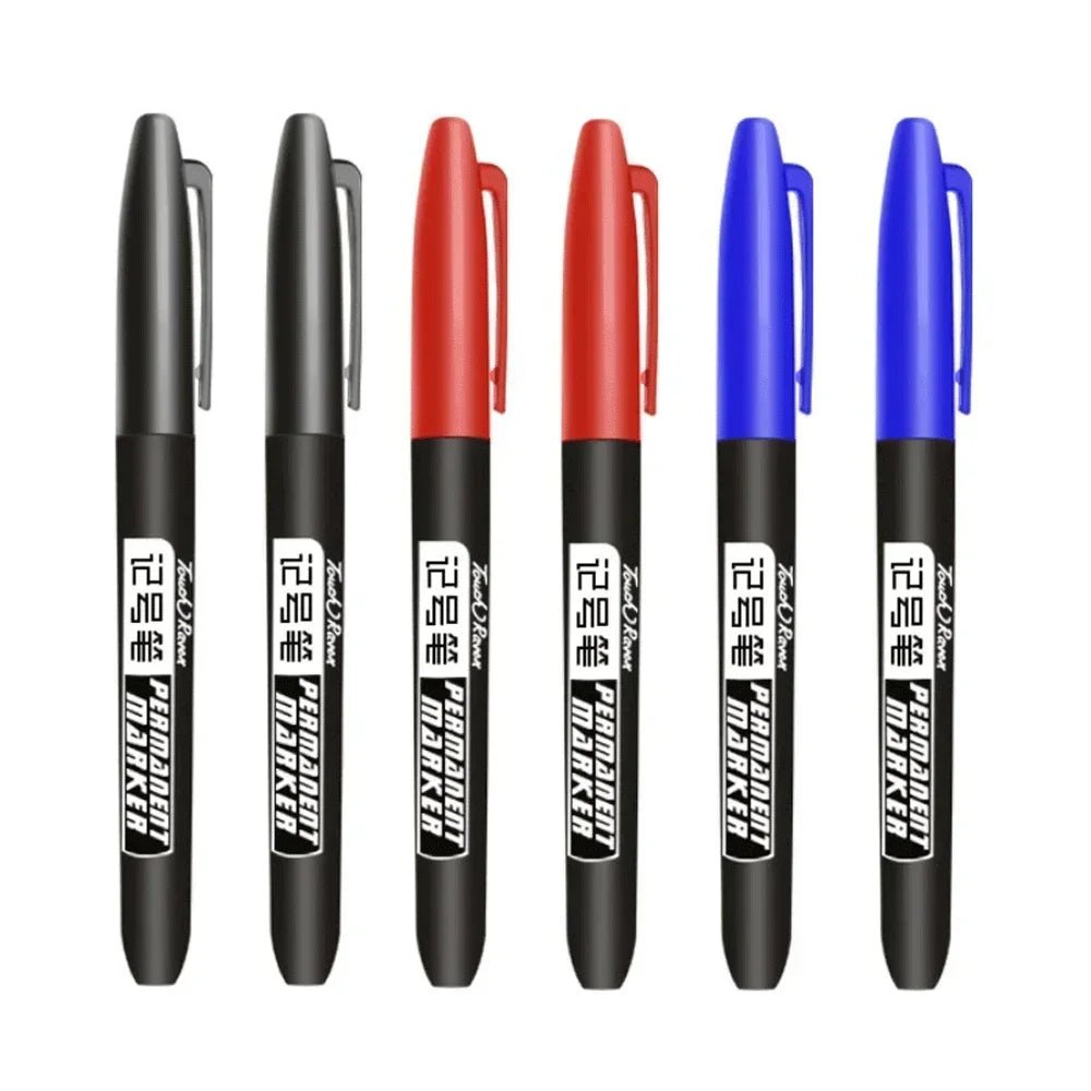 6 - 20PCs/Set PermanentMarker Pen Fine Point Waterproof Markers Thin Nib Crude Nib Black Blue Red Ink 1.5mm Fine Color Marker Pens - Boxed In