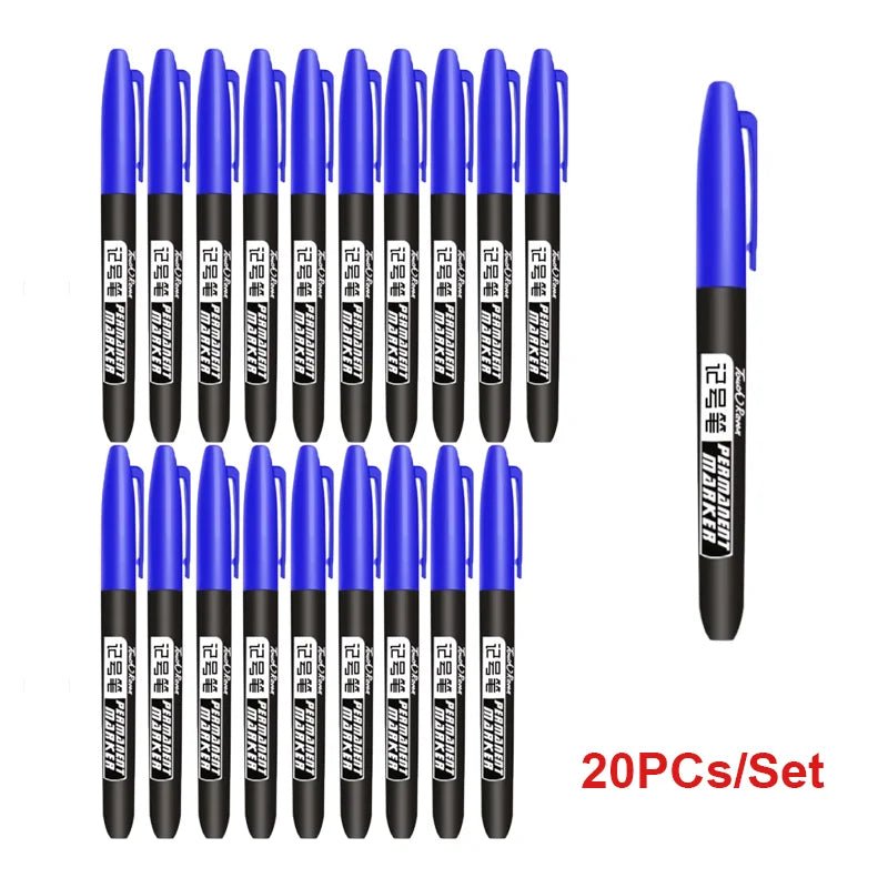 6 PCS Permanent Marker Pen Manga Drawing Markers Black Blue Red Waterproof Ink Sketch Pens Stationery Art School Supplies - Boxed In