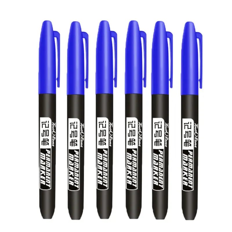 6 PCS Permanent Marker Pen Manga Drawing Markers Black Blue Red Waterproof Ink Sketch Pens Stationery Art School Supplies - Boxed In