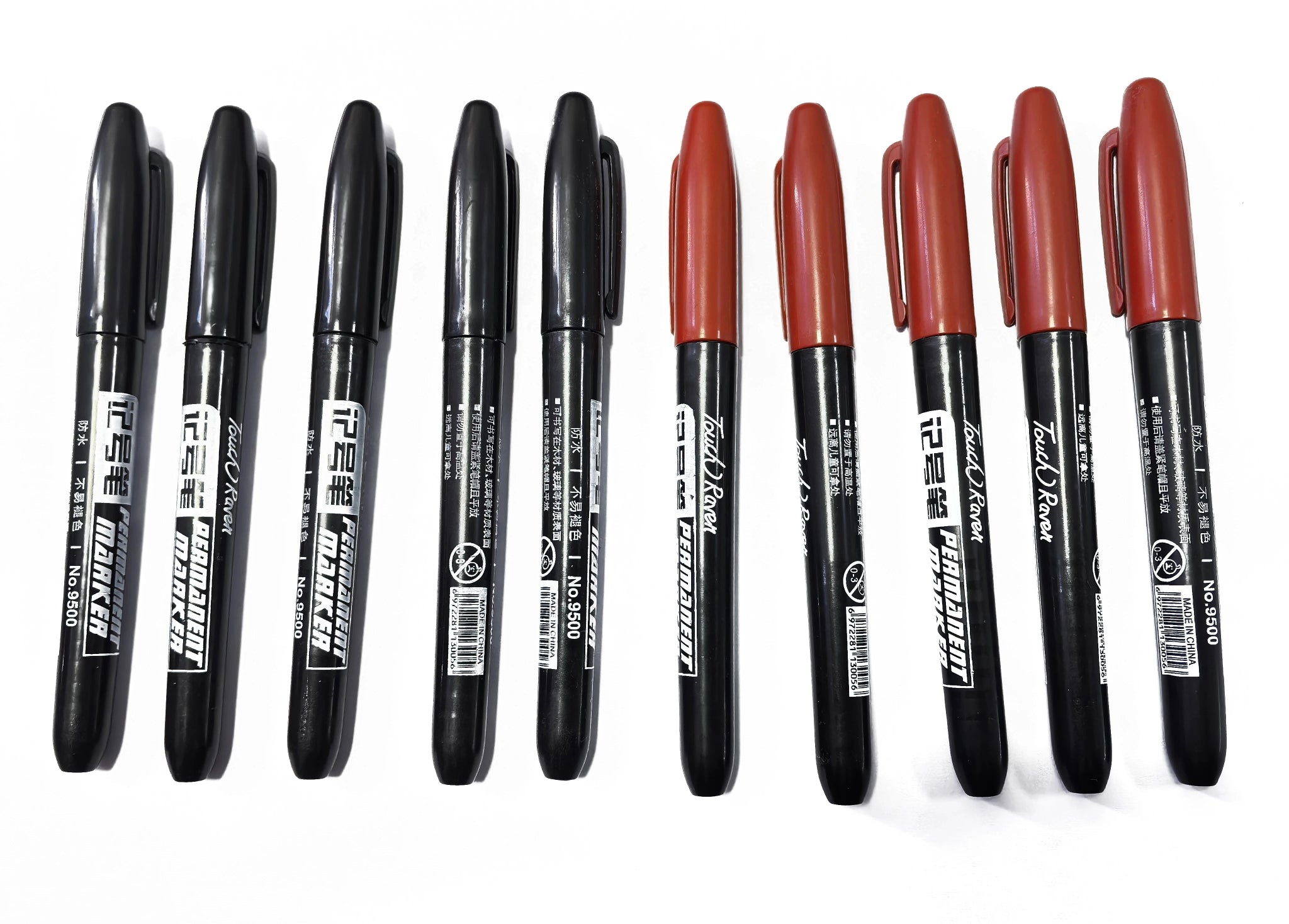 6 PCS Permanent Marker Pen Manga Drawing Markers Black Blue Red Waterproof Ink Sketch Pens Stationery Art School Supplies - Boxed In