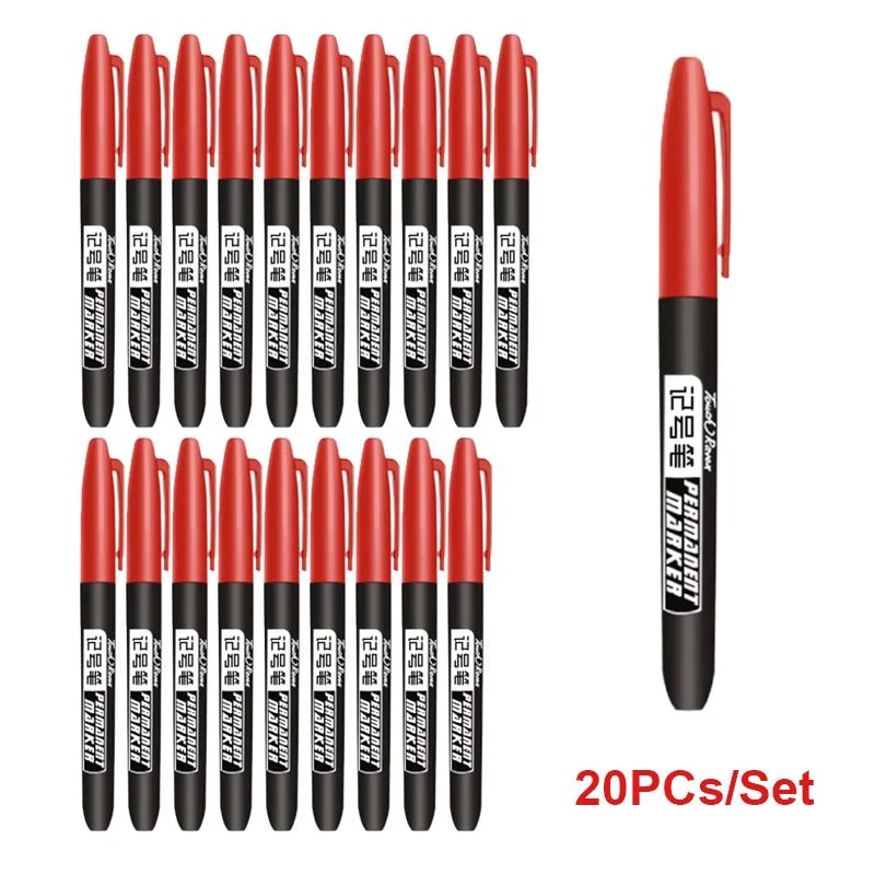 6 PCS Permanent Marker Pen Manga Drawing Markers Black Blue Red Waterproof Ink Sketch Pens Stationery Art School Supplies - Boxed In