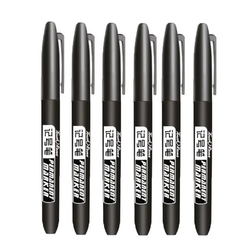 6 PCS Permanent Marker Pen Manga Drawing Markers Black Blue Red Waterproof Ink Sketch Pens Stationery Art School Supplies - Boxed In