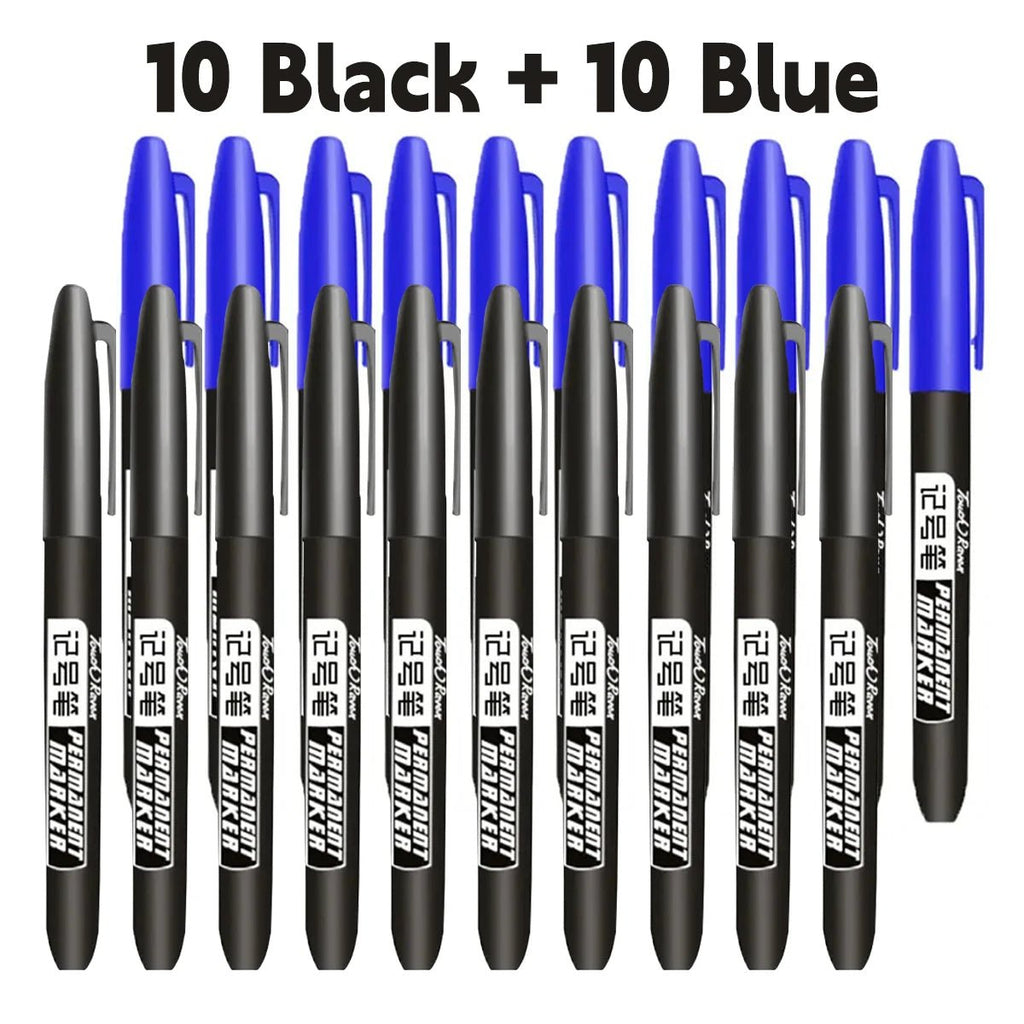 6 PCS Permanent Marker Pen Manga Drawing Markers Black Blue Red Waterproof Ink Sketch Pens Stationery Art School Supplies - Boxed In