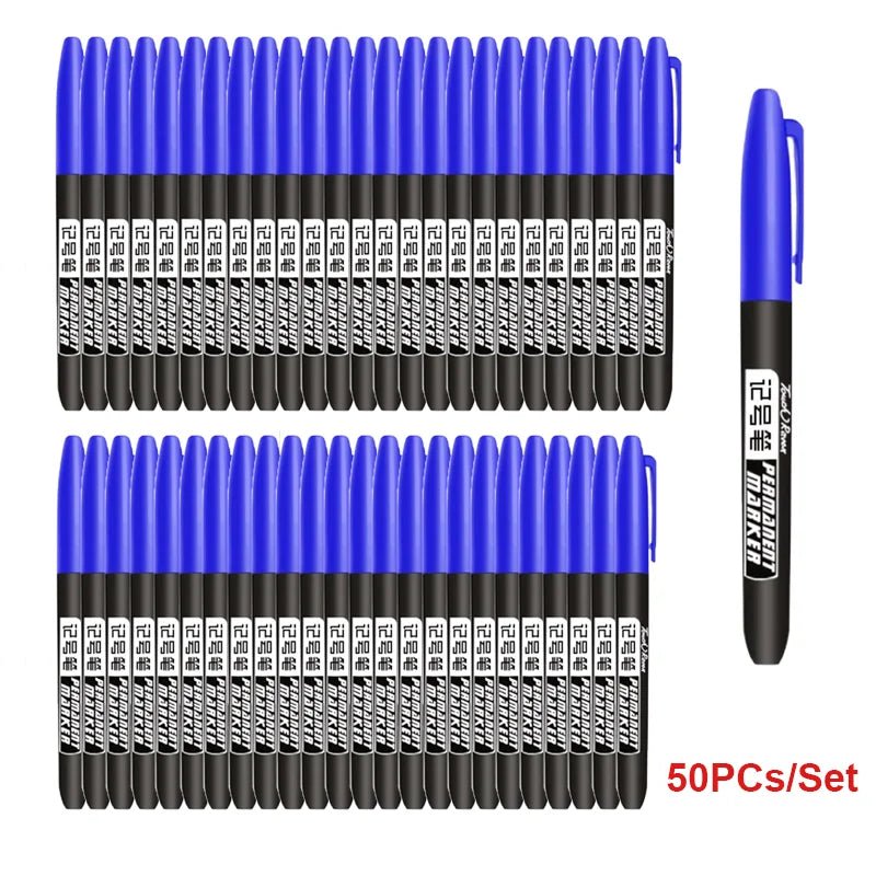 6 PCS Permanent Marker Pen Manga Drawing Markers Black Blue Red Waterproof Ink Sketch Pens Stationery Art School Supplies - Boxed In