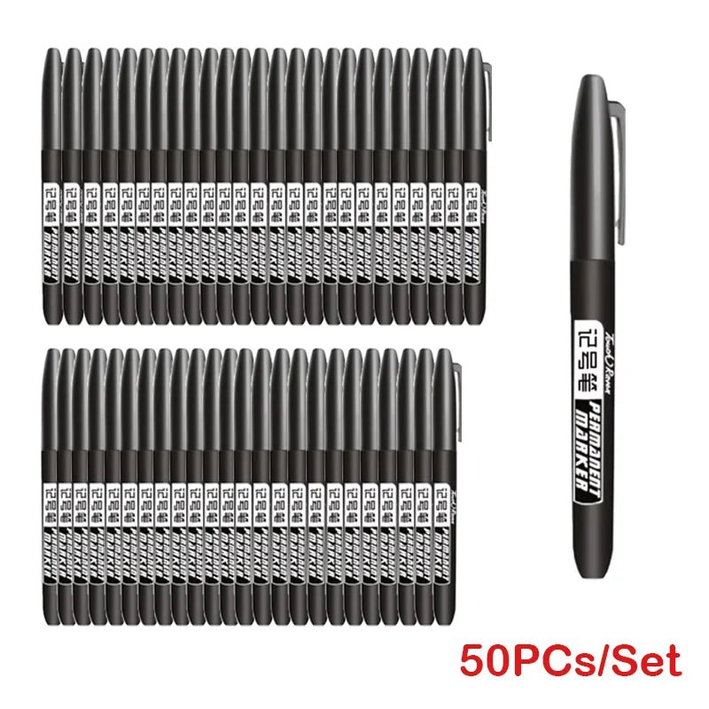 6 PCS Permanent Marker Pen Manga Drawing Markers Black Blue Red Waterproof Ink Sketch Pens Stationery Art School Supplies - Boxed In