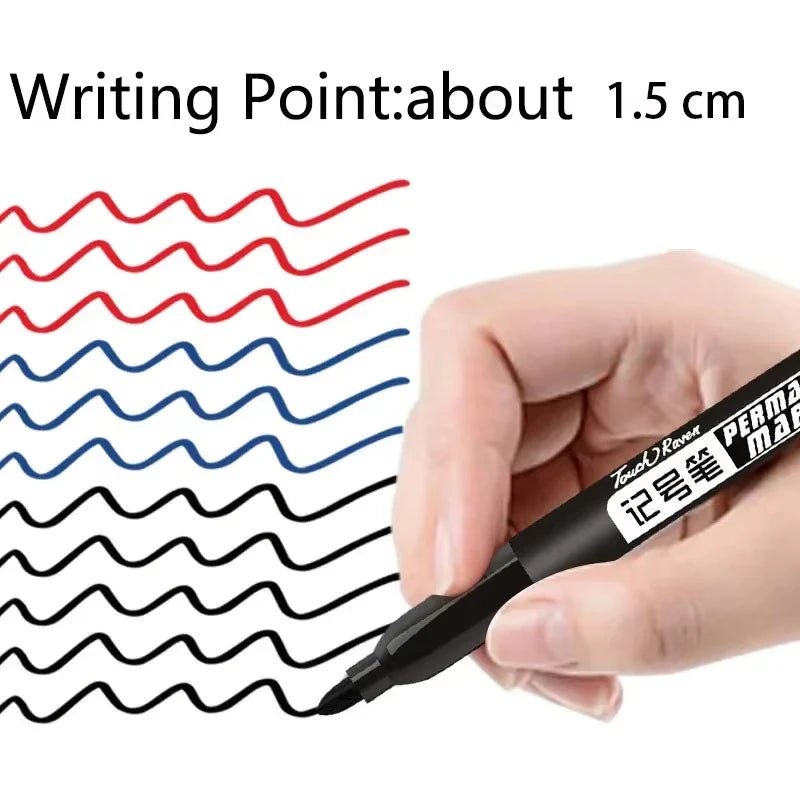 6 PCS Permanent Marker Pen Manga Drawing Markers Black Blue Red Waterproof Ink Sketch Pens Stationery Art School Supplies - Boxed In