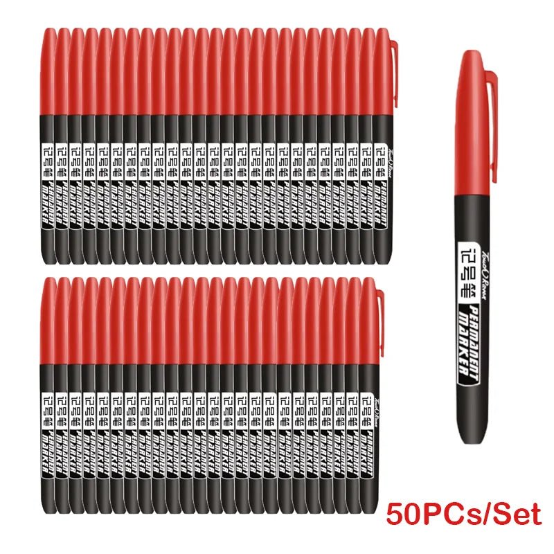 6 PCS Permanent Marker Pen Manga Drawing Markers Black Blue Red Waterproof Ink Sketch Pens Stationery Art School Supplies - Boxed In