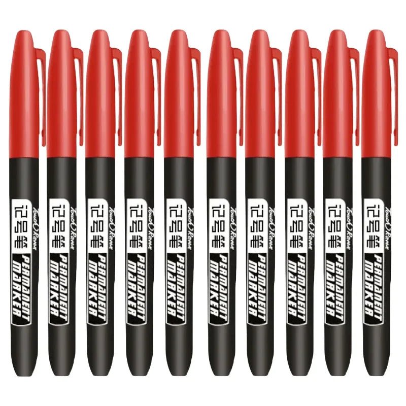 6 PCS Permanent Marker Pen Manga Drawing Markers Black Blue Red Waterproof Ink Sketch Pens Stationery Art School Supplies - Boxed In