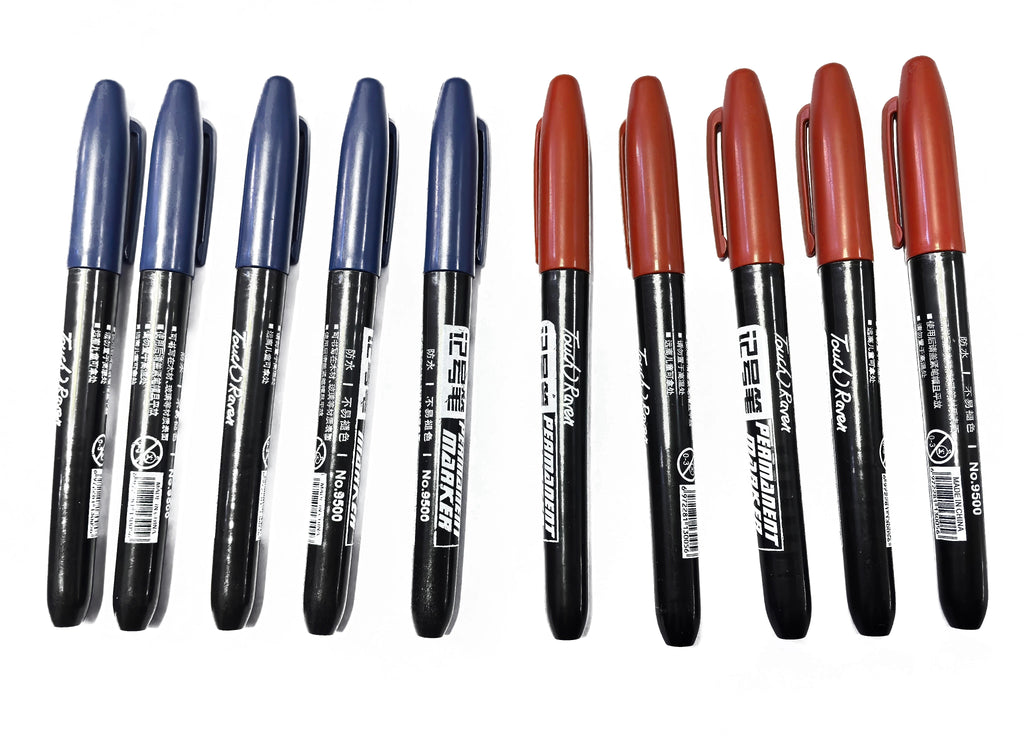 6 PCS Permanent Marker Pen Manga Drawing Markers Black Blue Red Waterproof Ink Sketch Pens Stationery Art School Supplies - Boxed In