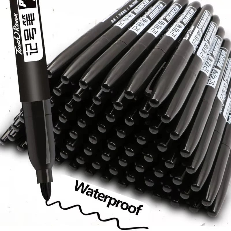 6 PCS Permanent Marker Pen Manga Drawing Markers Black Blue Red Waterproof Ink Sketch Pens Stationery Art School Supplies - Boxed In