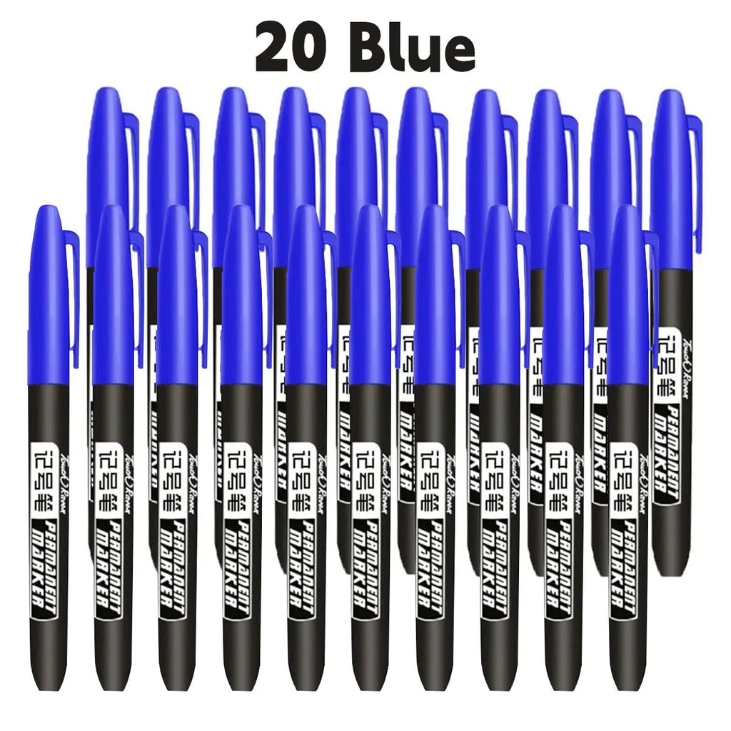 6 PCS Permanent Marker Pen Manga Drawing Markers Black Blue Red Waterproof Ink Sketch Pens Stationery Art School Supplies - Boxed In