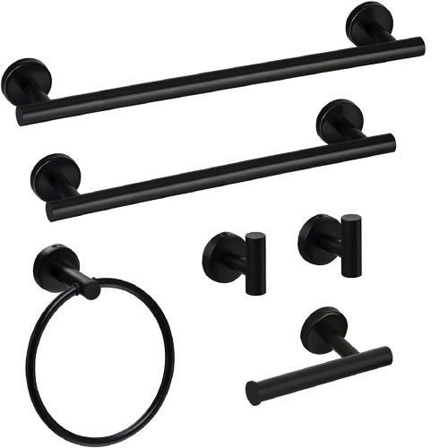 6 Piece Stainless Steel Bathroom Towel Rack Set Wall Mount - Boxed In