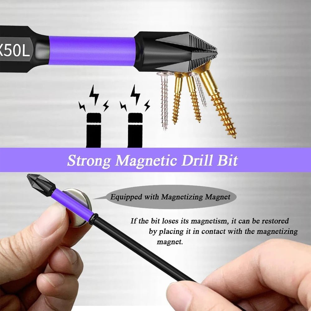 6/12 Pcs Magnetic Screwdriver Bits Non - slip Shockproof Phillips Impact Bits Hex Shank Alloy Steel Bits Suitable for Power Tools - Boxed In