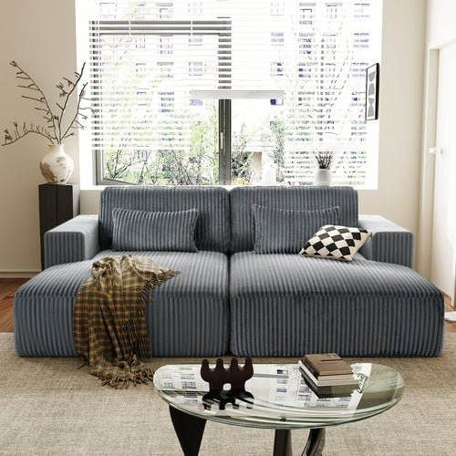 Corduroy Double Sofa Bed with 2 Pillows, Perfect for Living Rooms, - Boxed In2Corduroy Double Sofa Bed with 2 Pillows, Perfect for Living Rooms,FurnitureSangria BeechBoxed In