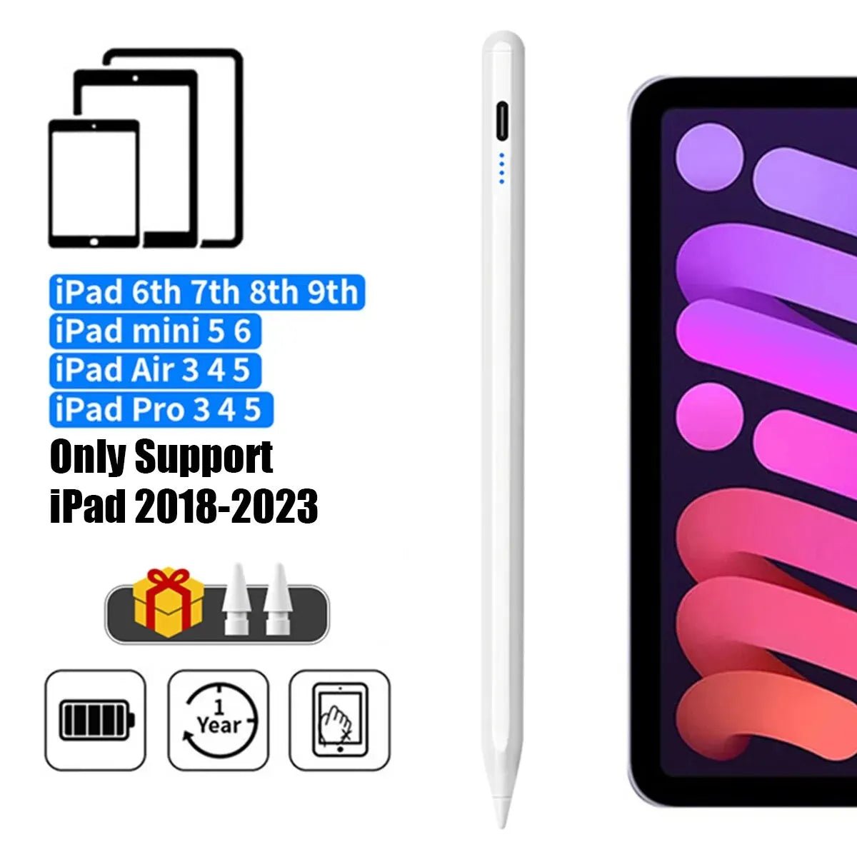 For Apple Pencil 2 1 Palm Rejection Power Display iPad Accessories iPad 2022 2021 2020 2019 2018 Pro 11 12.9 Air Mini Stylus Pen - Boxed In