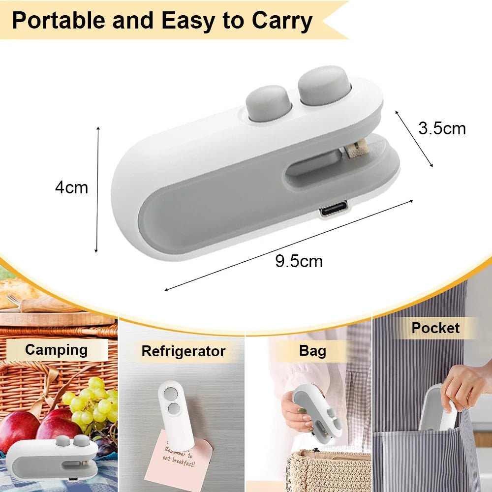 Handheld Bag Sealer Mini Heat Vacuum Food Sealer with Cutter and Magnet 2 in 1 Bag Sealer for Plastic Bags Snacks Food Storage - Boxed In