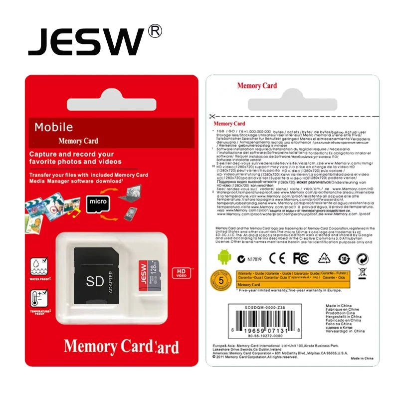 JESW Micro 128G Ultra Memory SD Card TF Flash Card A1 V10 C10 U1 32GB 64G 16G 8G 4G Micro for Camera UAV Phone Switch Table - Boxed In