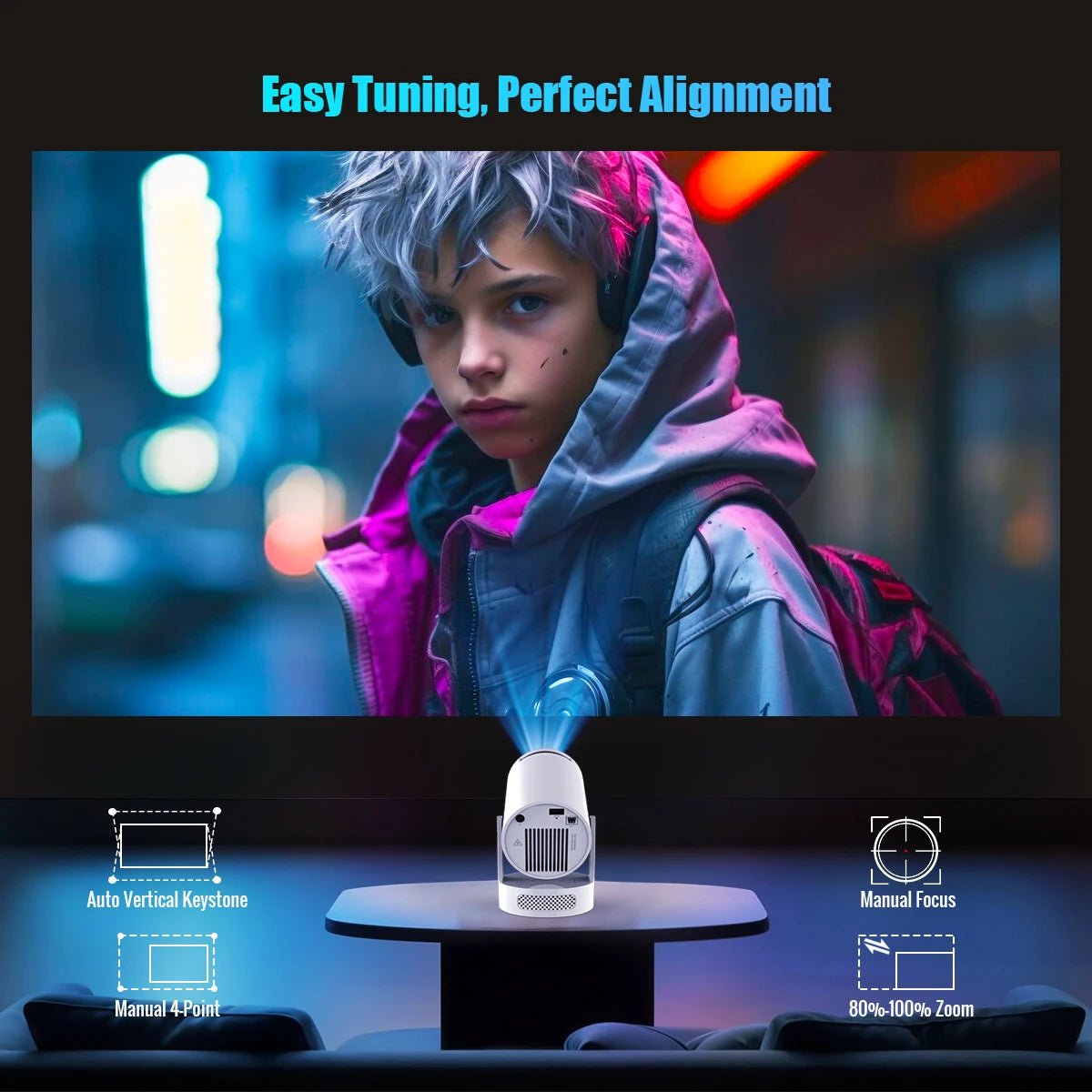 Magcubic Projector Android 14 8K 1280*720P HY300 Pro + Dual Wifi 290ANSI 180°flexible BT5.0 Cinema Outdoor Portable Projector - Boxed In