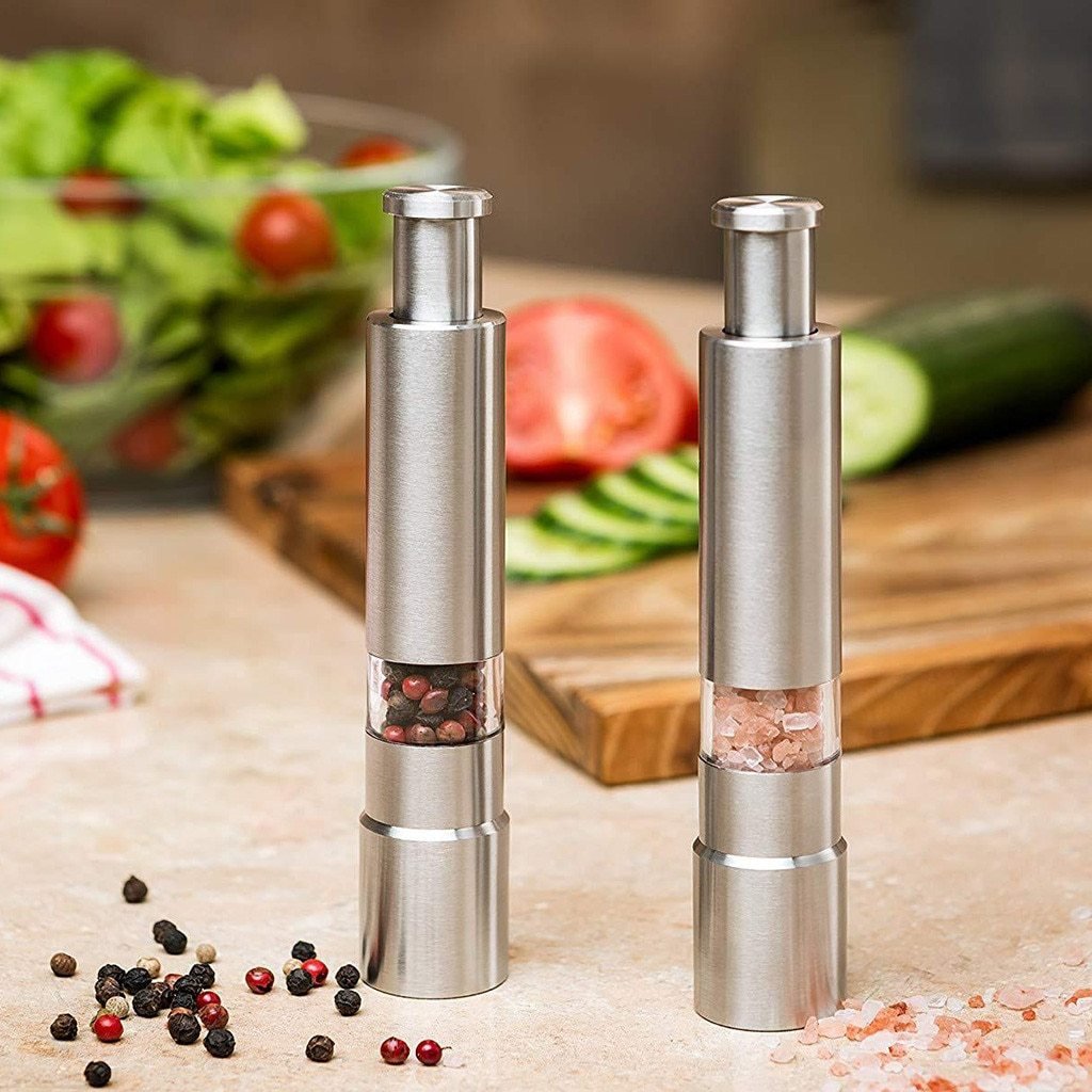 Premium Stainless Steel Salt and Pepper Spice Grinder - Boxed In