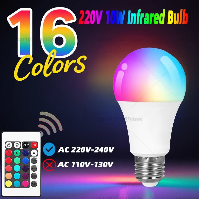 RGBW 4 - Color 220V Infrared LED Bulb with Remote Control - RGB + Cool White Lighting, Adjustable Modes, Easy Operation for Home/P - Boxed In
