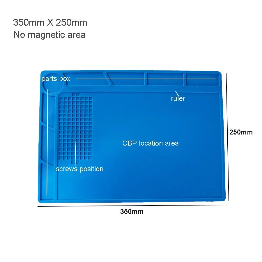 Silicone Soldering Mat Pad Desk Platform for Welding Station Iron Phone PC Repair Magnetic Heat Insulation No Lead S - 160 - Boxed In