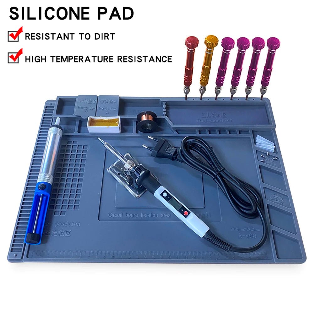 Silicone Soldering Mat Pad Desk Platform for Welding Station Iron Phone PC Repair Magnetic Heat Insulation No Lead S - 160 - Boxed In