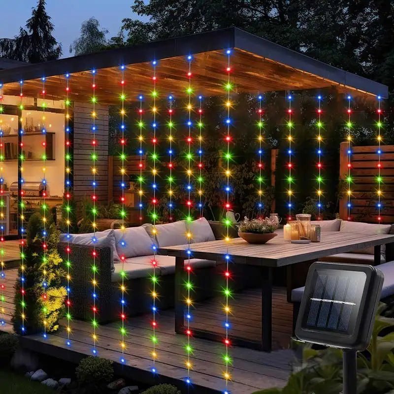 Solar Curtain Light LED Outdoor Waterproof 300leds Garland Decoration String Lights Yard Fairy Garland String Lights - Boxed In