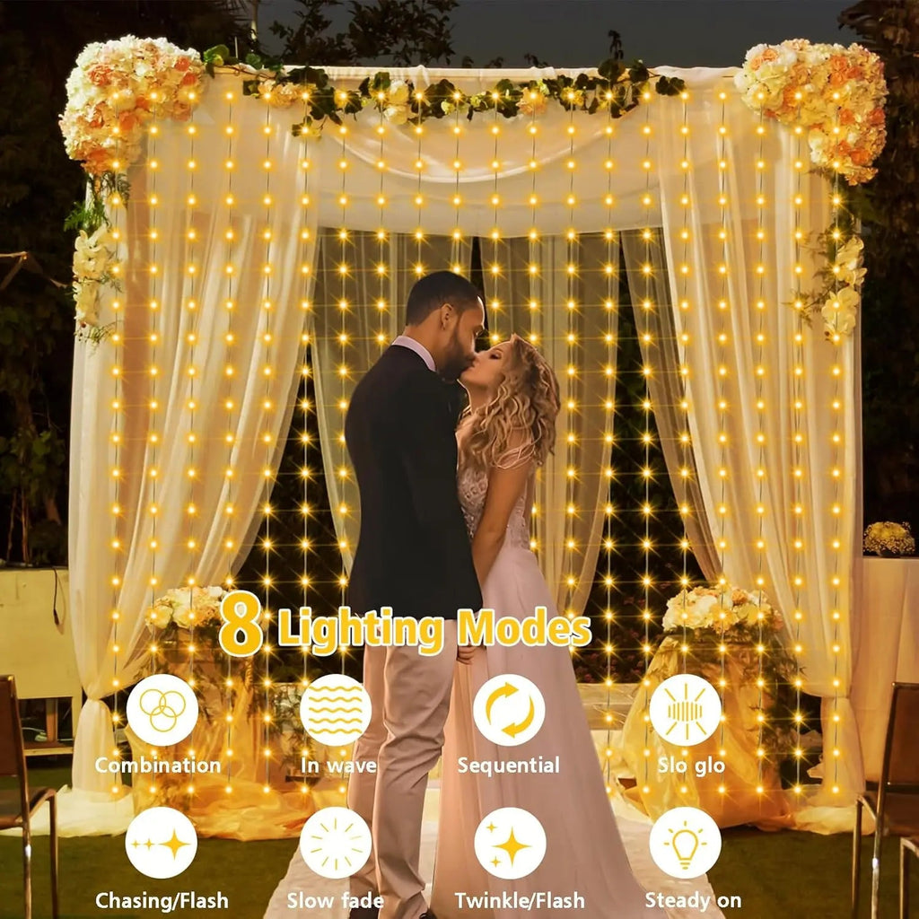 Solar Curtain Light LED Outdoor Waterproof 300leds Garland Decoration String Lights Yard Fairy Garland String Lights - Boxed In