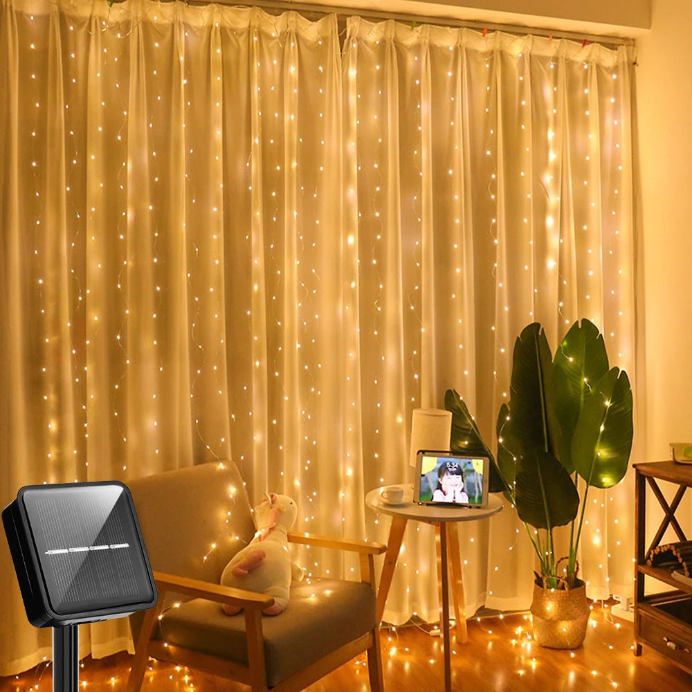 Solar Curtain Light LED Outdoor Waterproof 300leds Garland Decoration String Lights Yard Fairy Garland String Lights - Boxed In