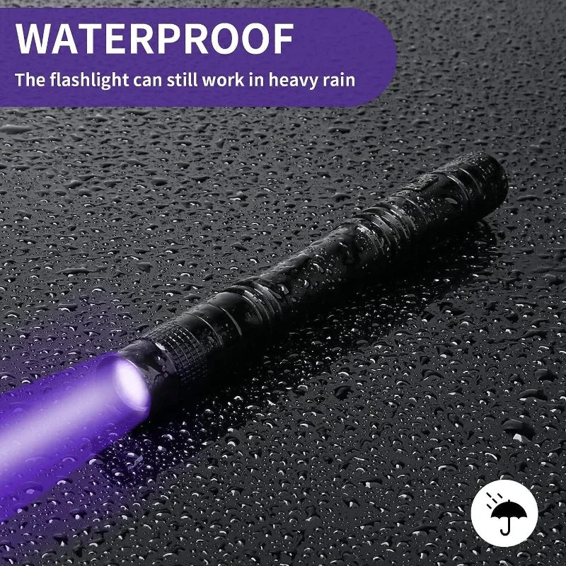 UV Flashlight 395nm Ultraviolet Torch With Pen Clip Portable AAA Batteries Used Violet Light Pet Urine Scorpion Detector UV Lamp - Boxed In