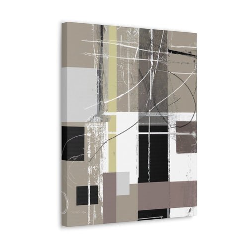 Wall Art Decor - Canvas Print Artwork - Abstract Black Brown Beige - Boxed In