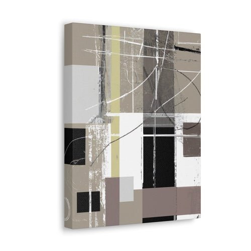 Wall Art Decor - Canvas Print Artwork - Abstract Black Brown Beige - Boxed In