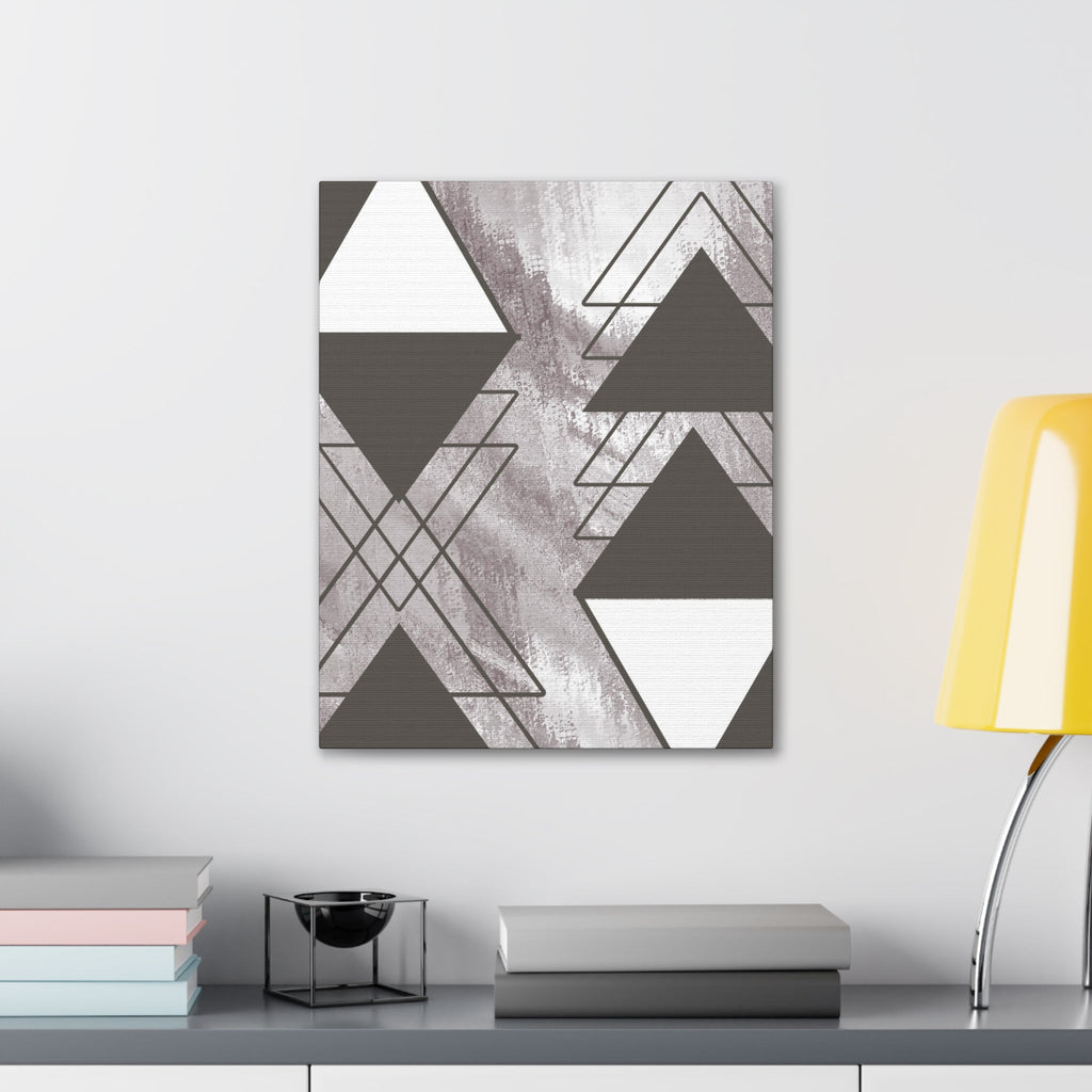 Wall Art Decor - Canvas Print Artwork - Ash Grey and White Triangular - Boxed In