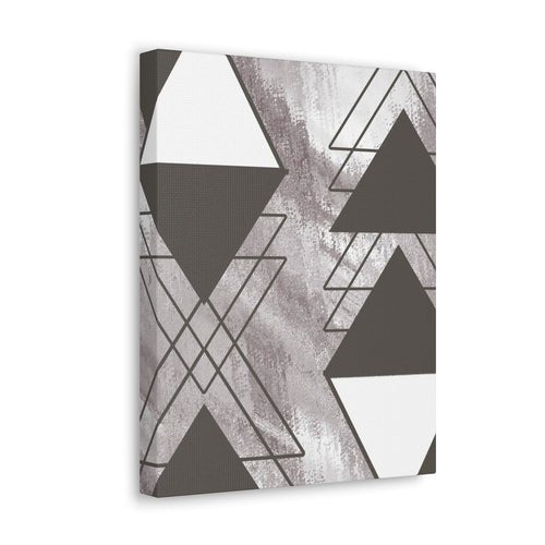 Wall Art Decor - Canvas Print Artwork - Ash Grey and White Triangular - Boxed In