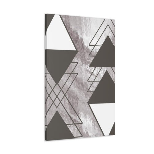 Wall Art Decor - Canvas Print Artwork - Ash Grey and White Triangular - Boxed In