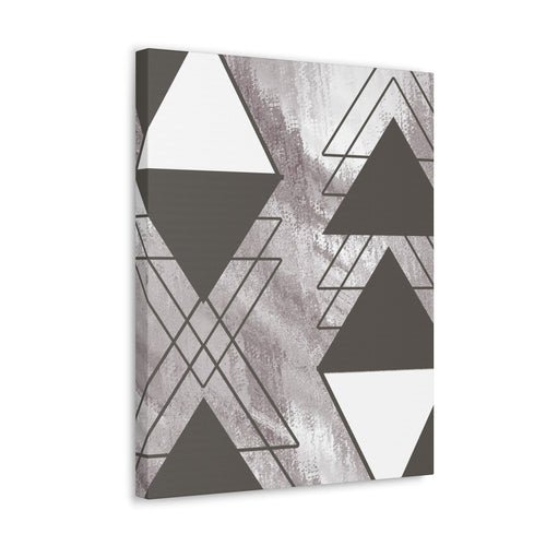 Wall Art Decor - Canvas Print Artwork - Ash Grey and White Triangular - Boxed In