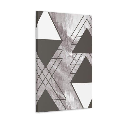 Wall Art Decor - Canvas Print Artwork - Ash Grey and White Triangular - Boxed In