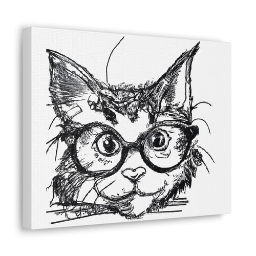 Wall Art Decor - Canvas Print Artwork - Black and White Intense Cat - Boxed In