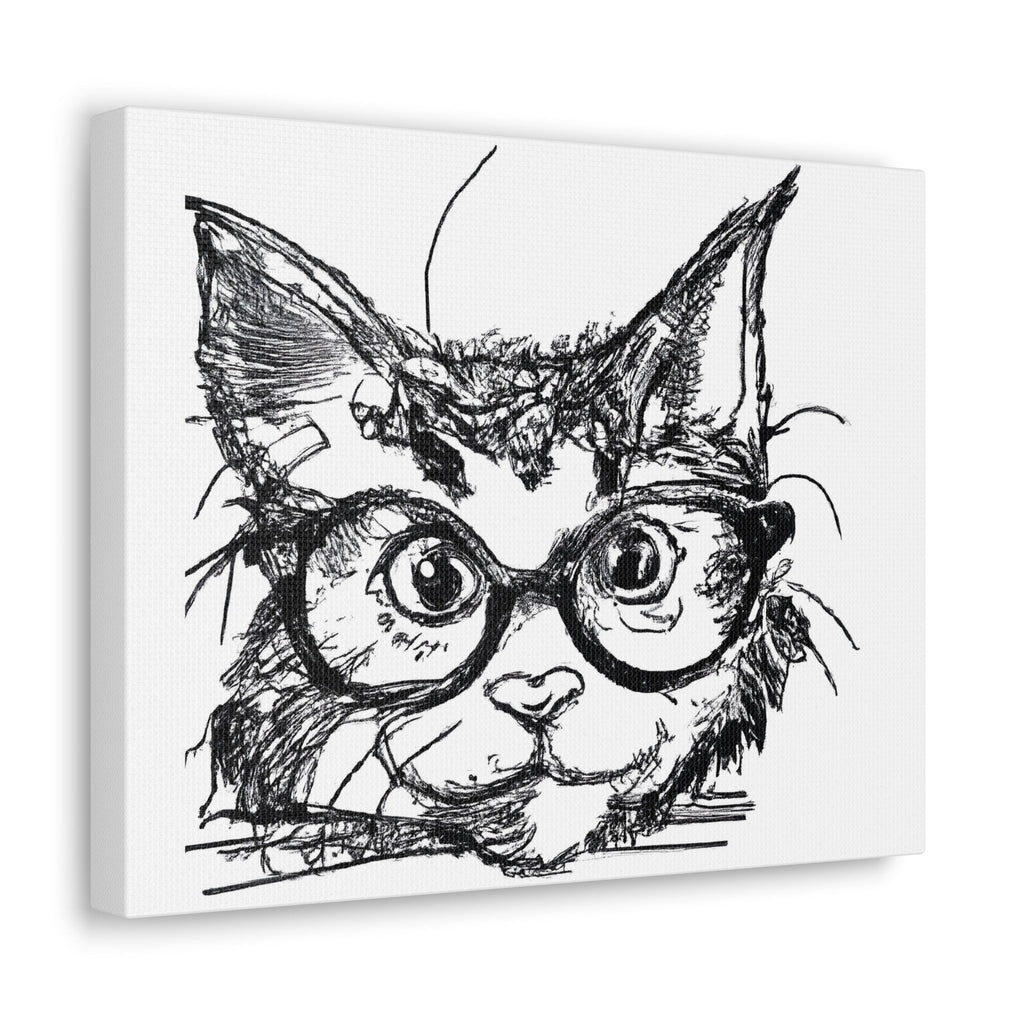 Wall Art Decor - Canvas Print Artwork - Black and White Intense Cat - Boxed In
