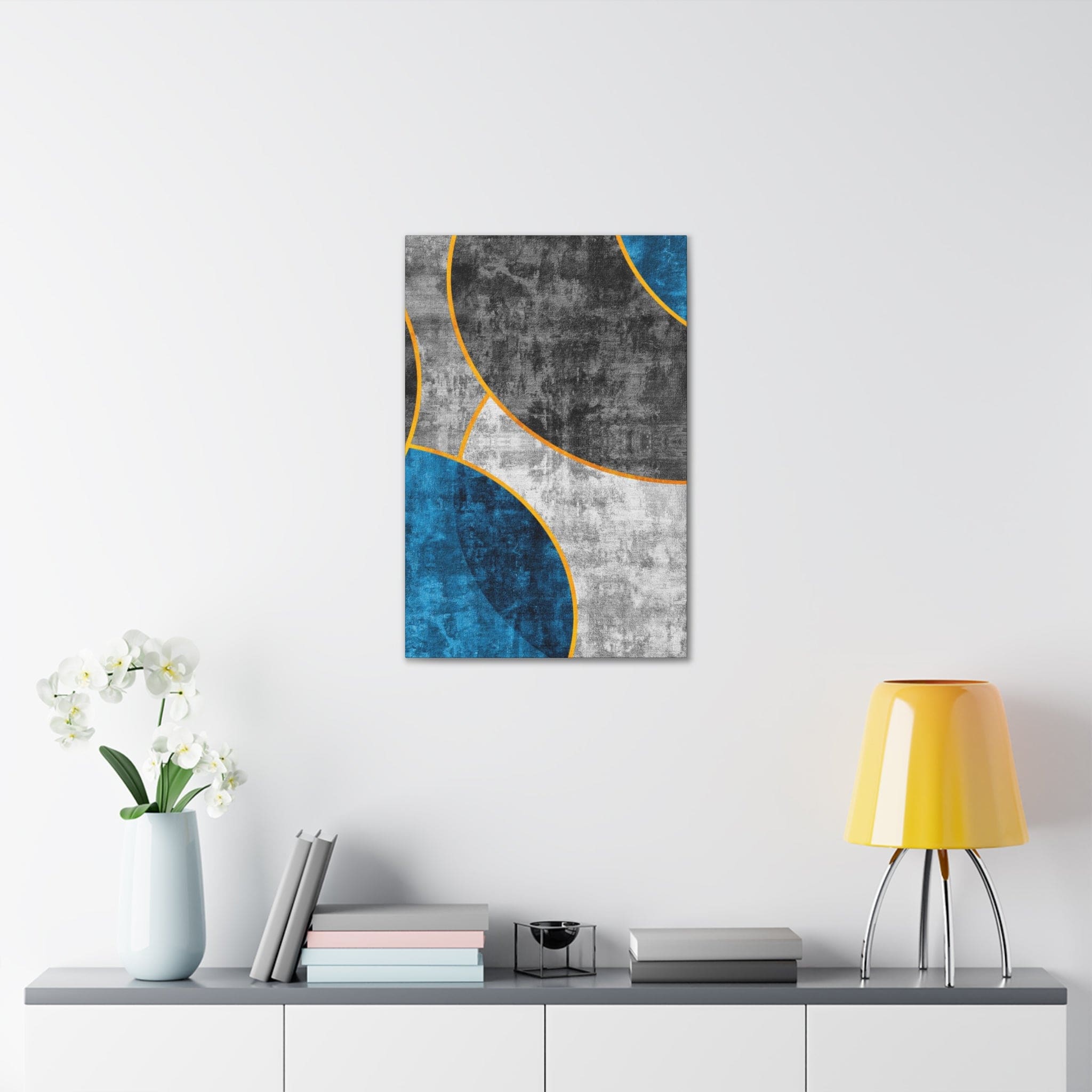 Wall Art Decor - Canvas Print Artwork - Blue Grey Design - Boxed In