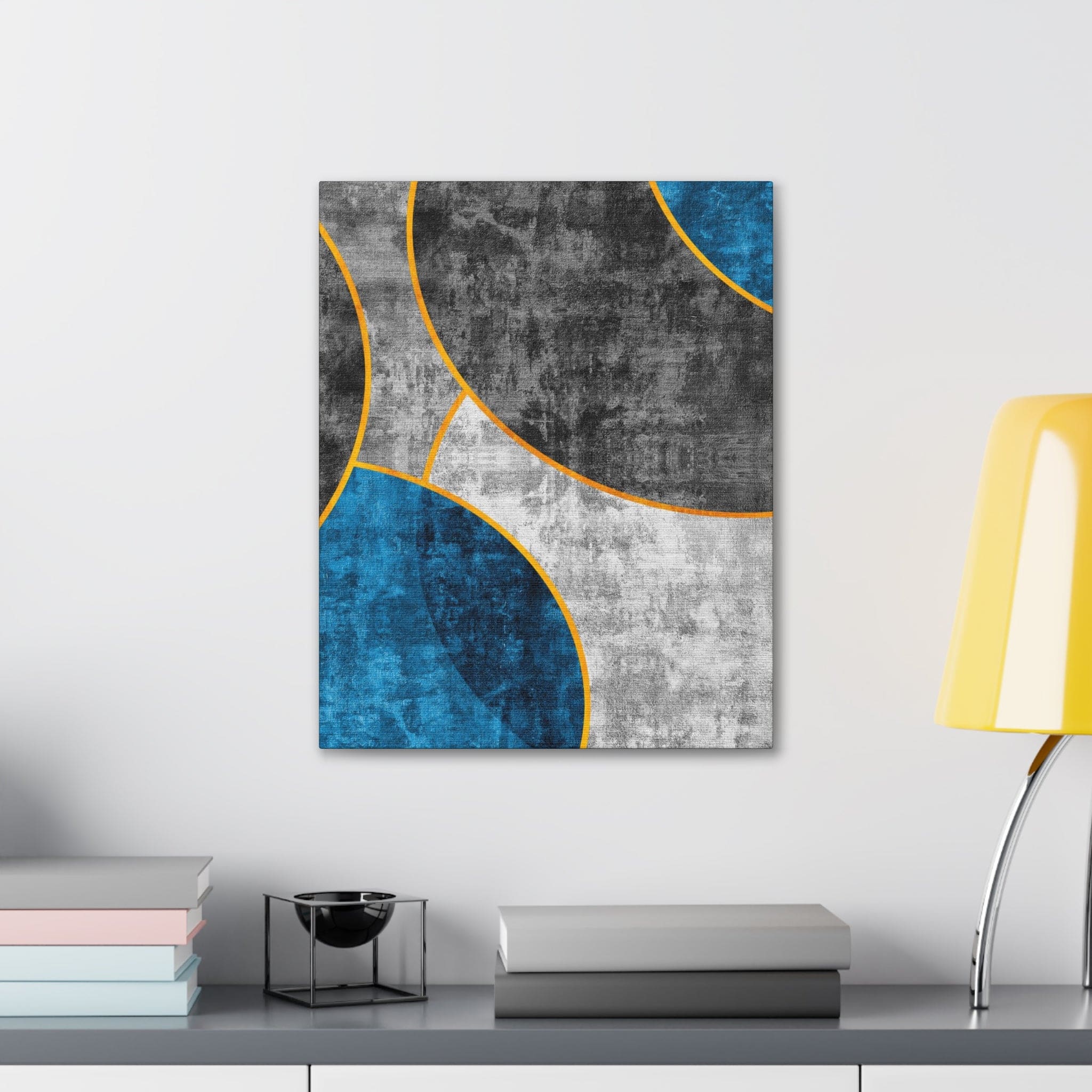 Wall Art Decor - Canvas Print Artwork - Blue Grey Design - Boxed In