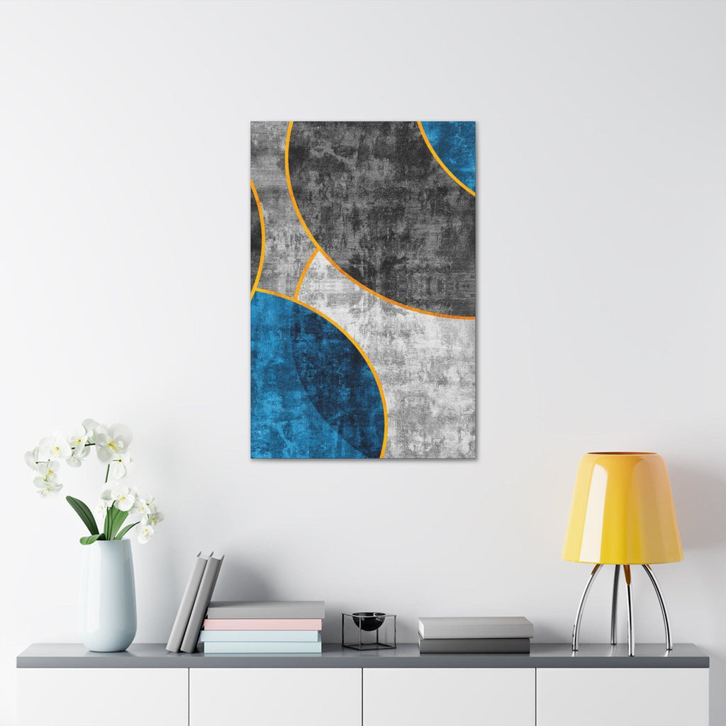 Wall Art Decor - Canvas Print Artwork - Blue Grey Design - Boxed In