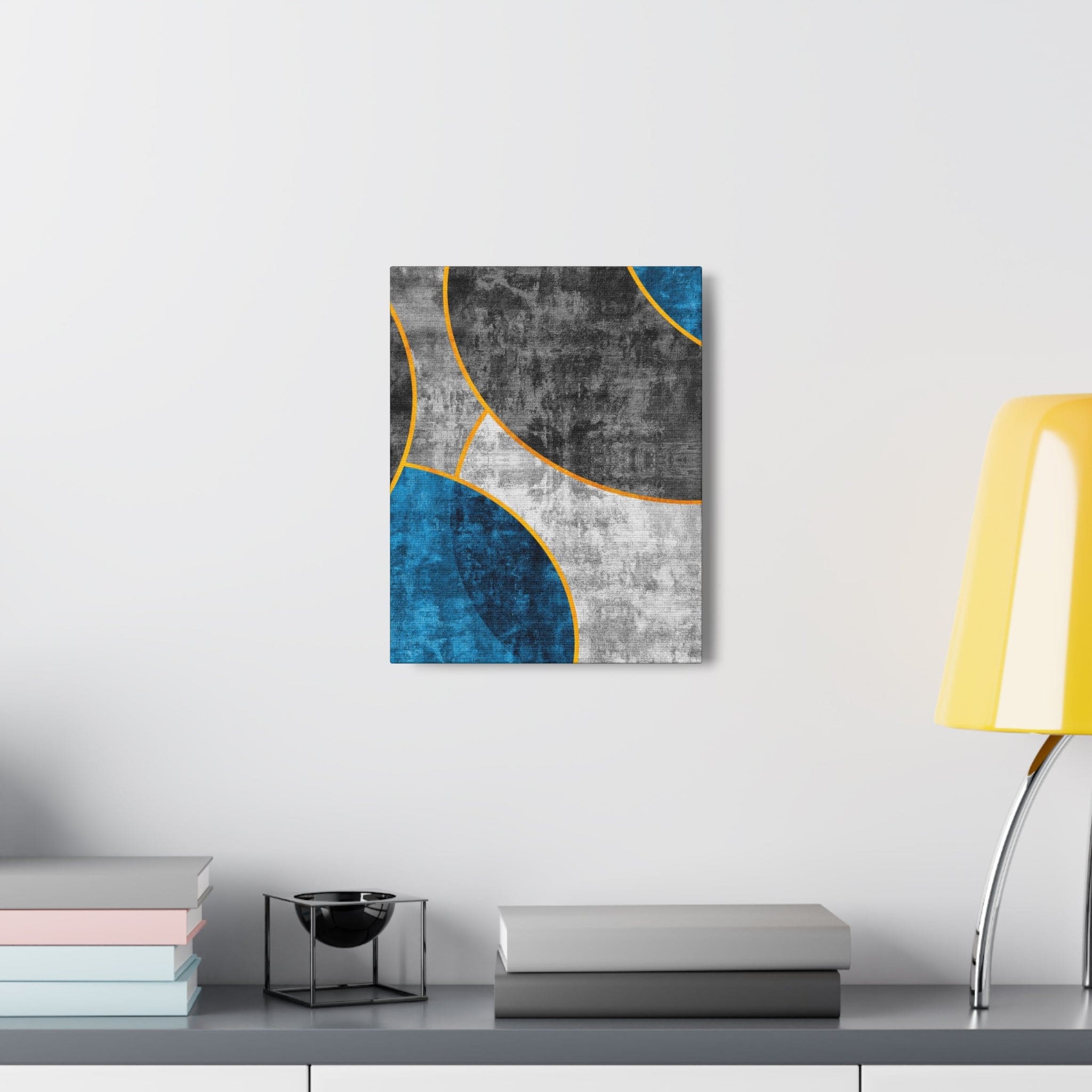 Wall Art Decor - Canvas Print Artwork - Blue Grey Design - Boxed In